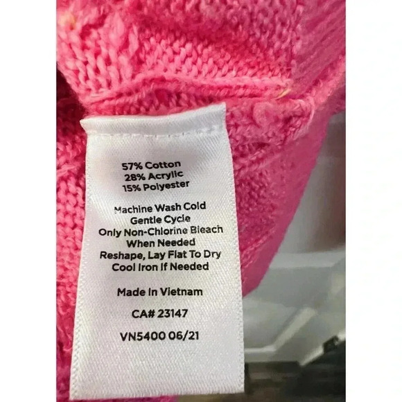 Talbots Sweater Women’s Pink Medium Pullover Cable Knit Long Sleeve NWT - Picture 5 of 5